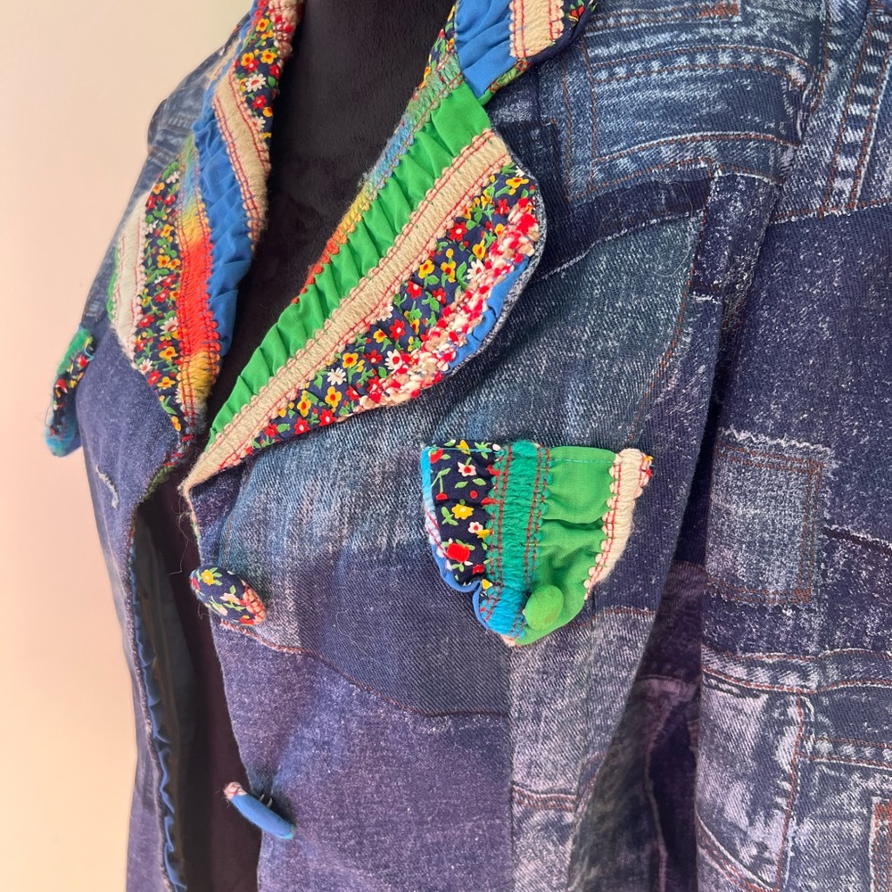 Colorful Patchwork Denim Jacket - image 2